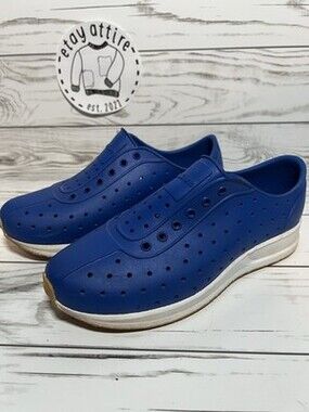 Native Sugarlite Robbie Sz J2 Slip On Shoes   Blue Kids Clogs Water Beach Rubber